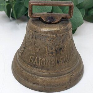 Antique 1878 Saignelegier Chiantel Fondeur Brass Cow Bell Swiss Engraved